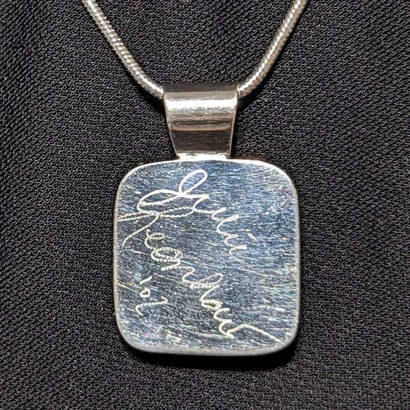 Wow Silver & Black Signed PAW PRINT Dichroic Glass Bezel Sterling Silver Pendant - Picture 4 of 5